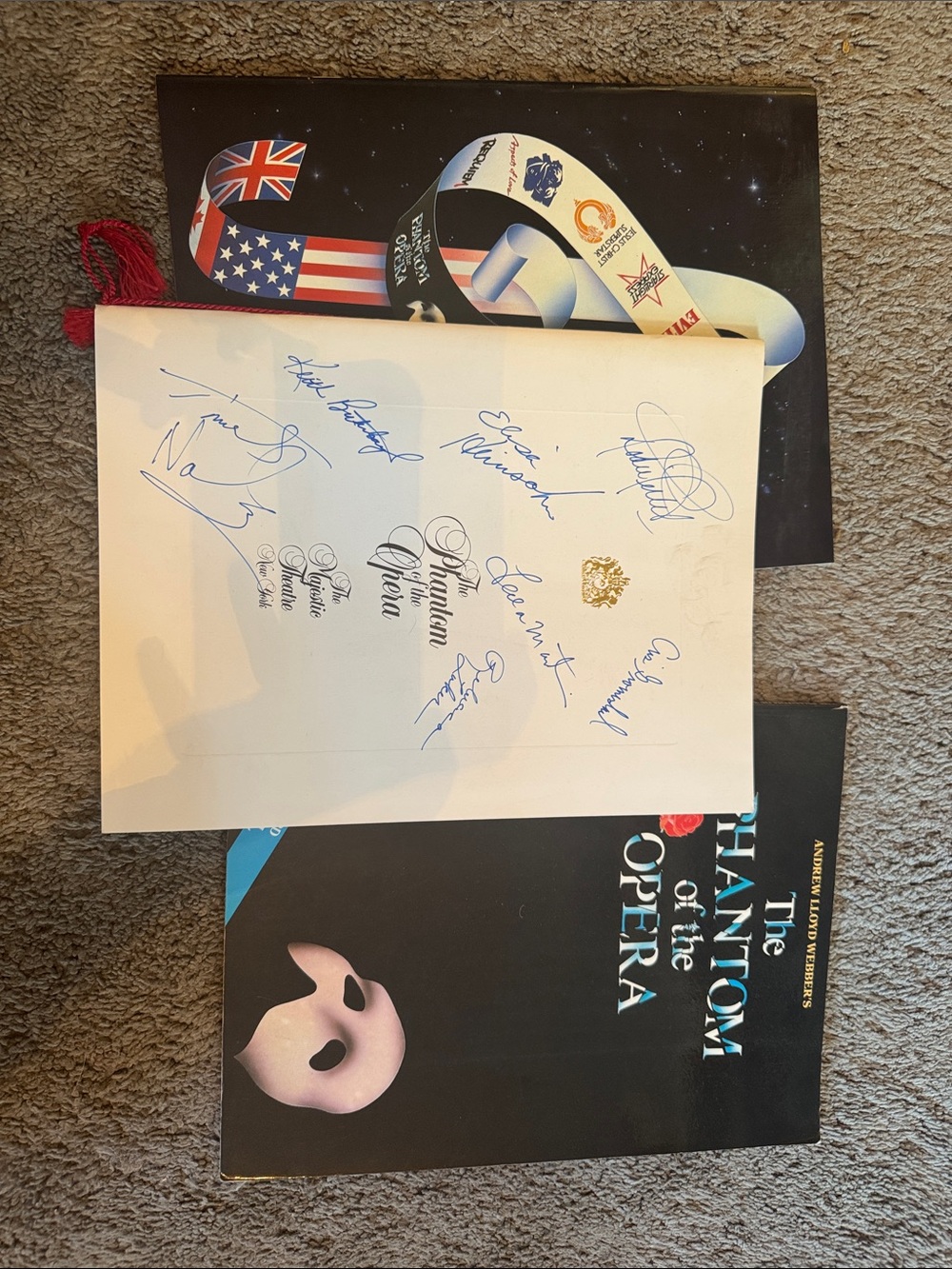 The Phantom of the Opera Signed Program - Black Cover- 7 pieces